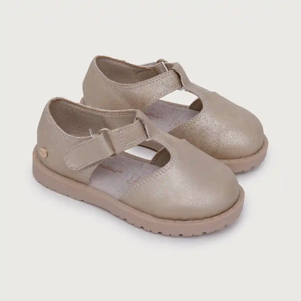 Zapatos Reina Metalizado De Niña Dorada Talla 25