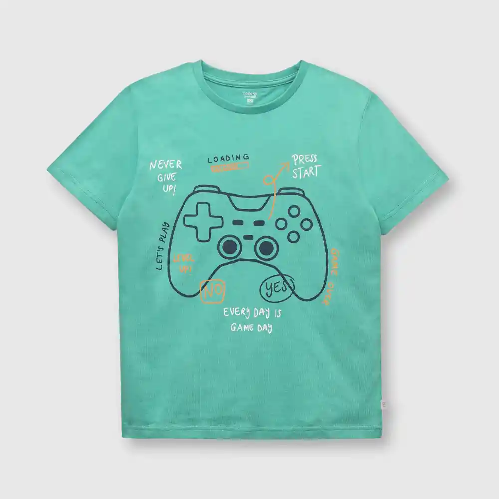 Polera Game De Niño Verde Talla 4a