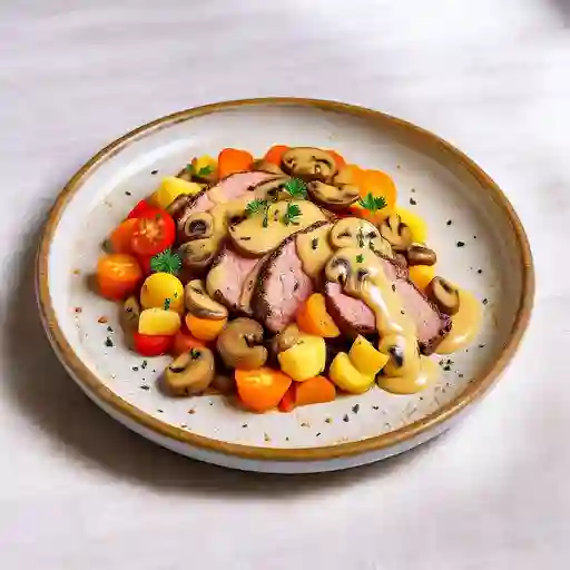 Lomo Con Salsa De Champinones