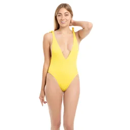 Traje de Baño Con Textura Amarillo Talla S Samia