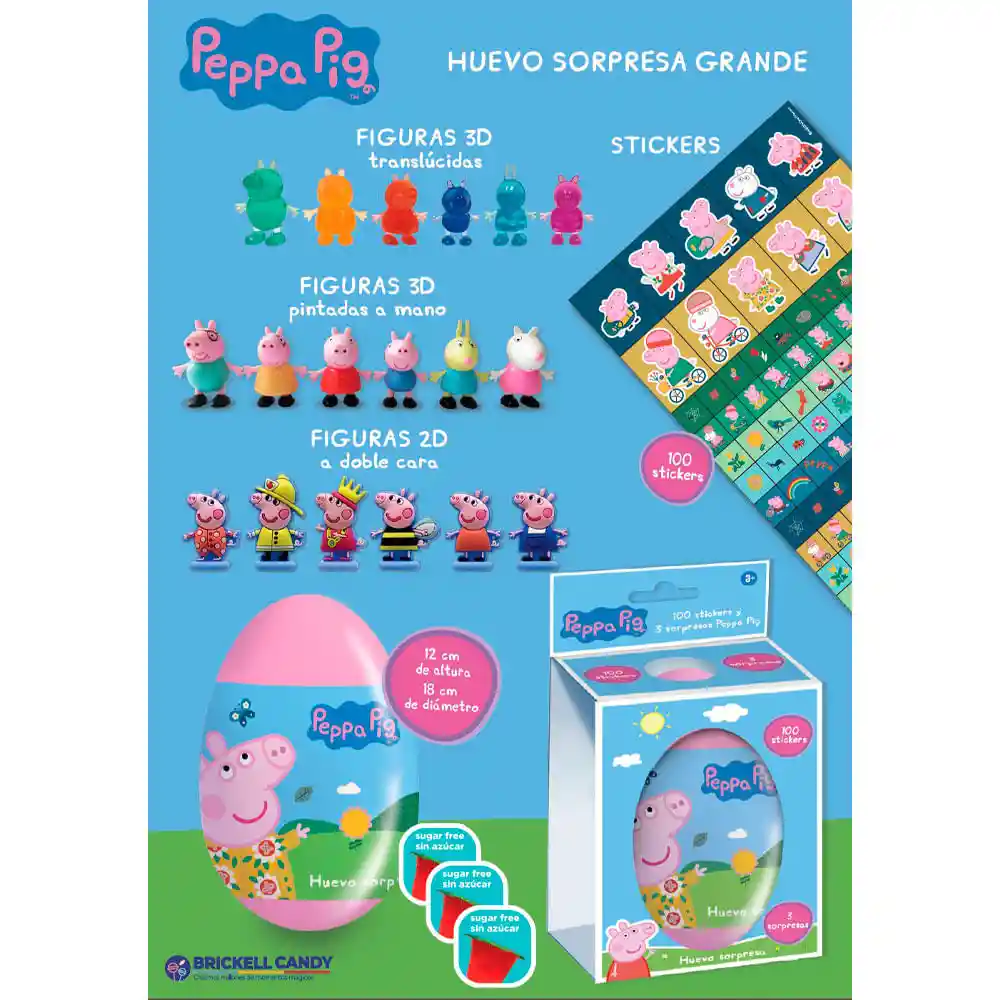 Peppa Pig Huevo Sorpresa Grande (100 Stickers Y 3 Sorpresas)