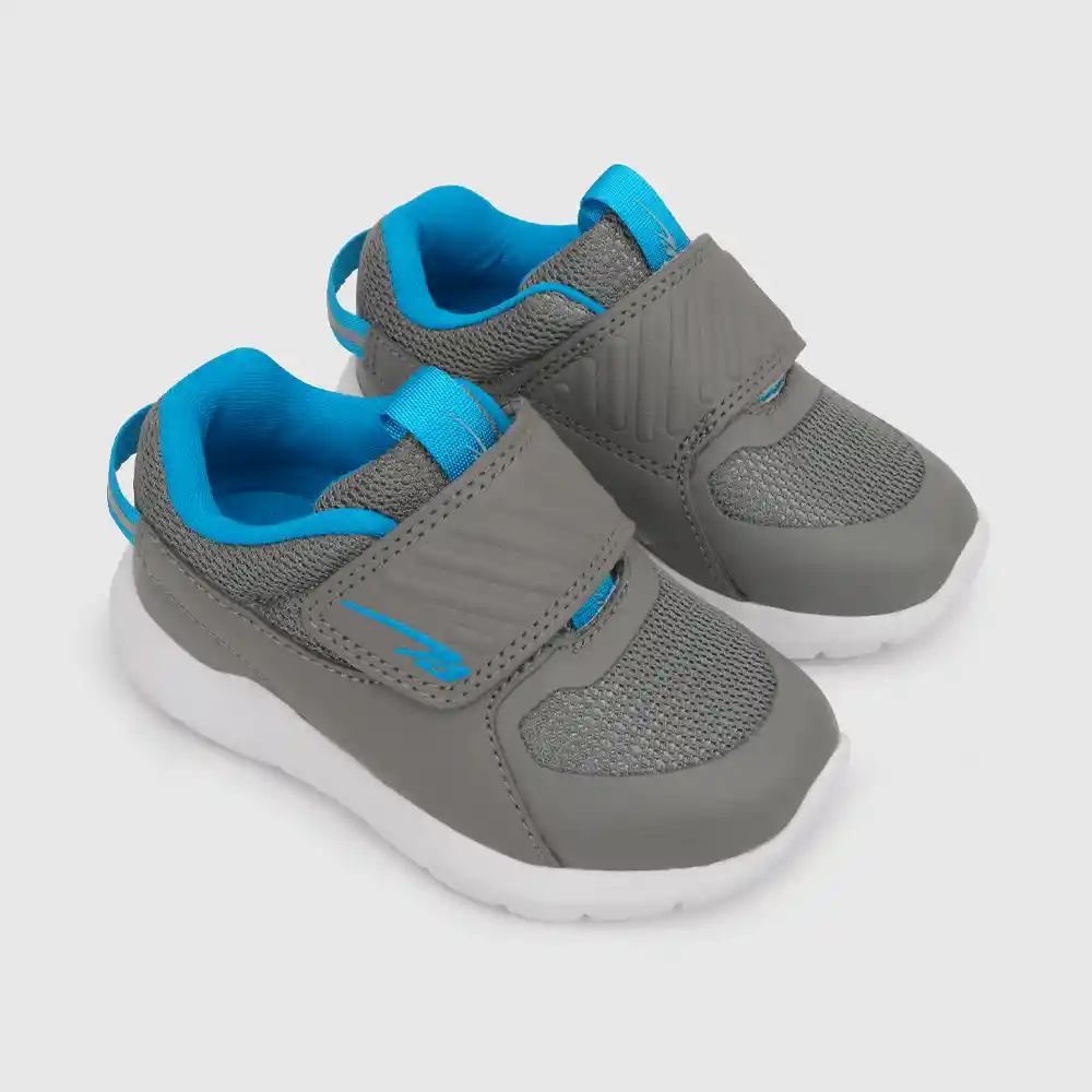 Zapatillas Deportivas Para Niño Gris Y Celeste Talla 24