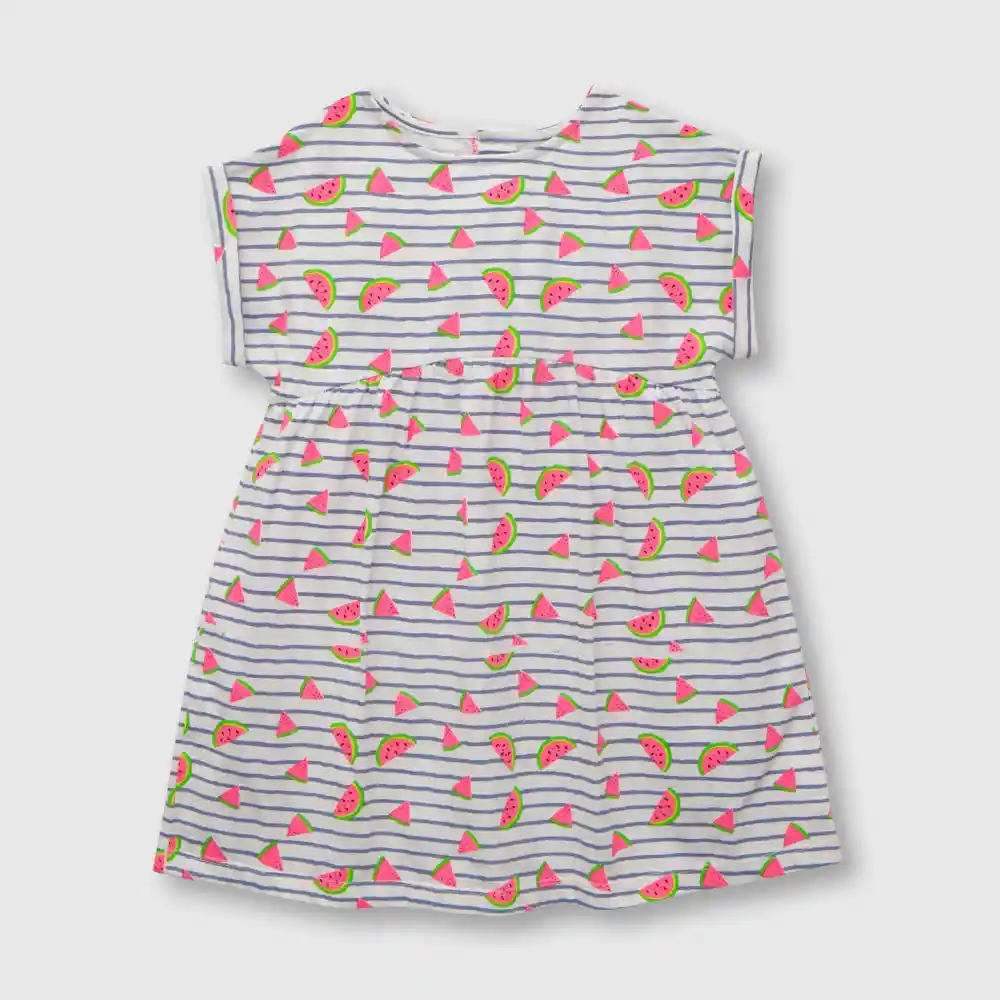 Vestido Sandia De Niña Blanco Talla 12/18 Meses