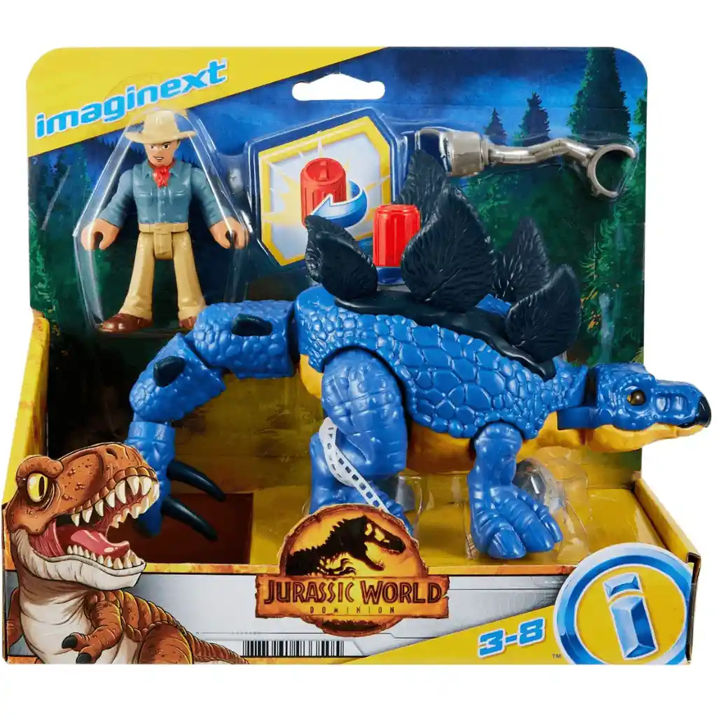 Imaginext Juguete Jurassic World Stegosaurus & Dr. Grant