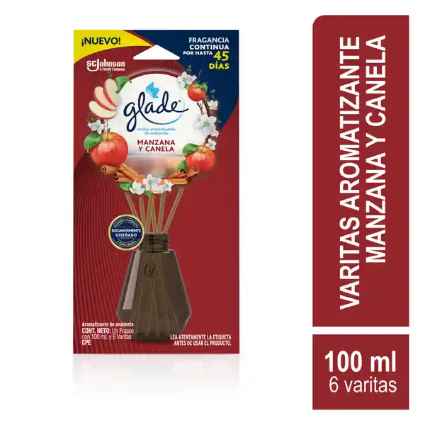 Aromatizante varitas difusoras Glade Varitas Manzana y Canela 100ml