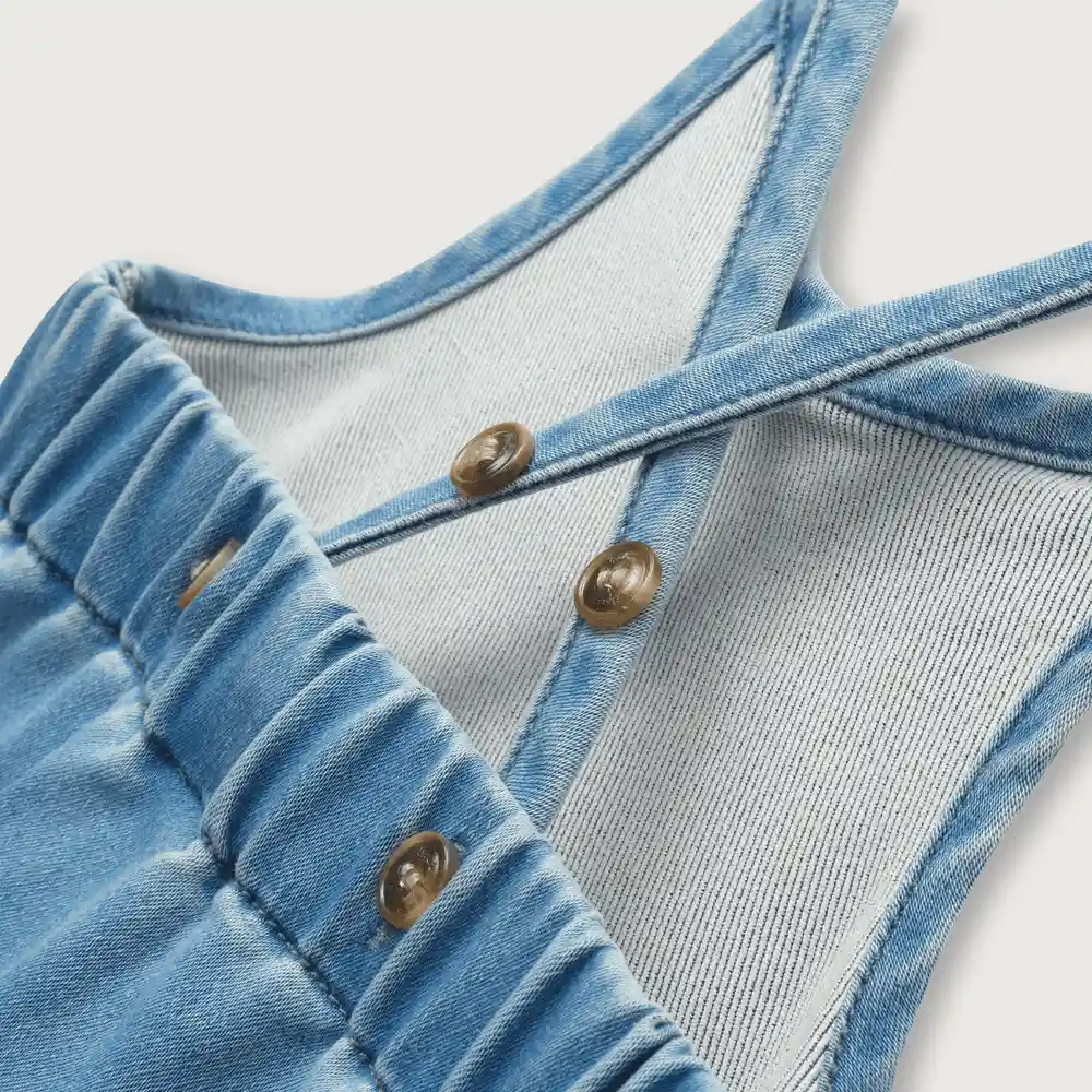 Jardinera Larga Cruzada En Espalda Niño Denim Talla 6 M