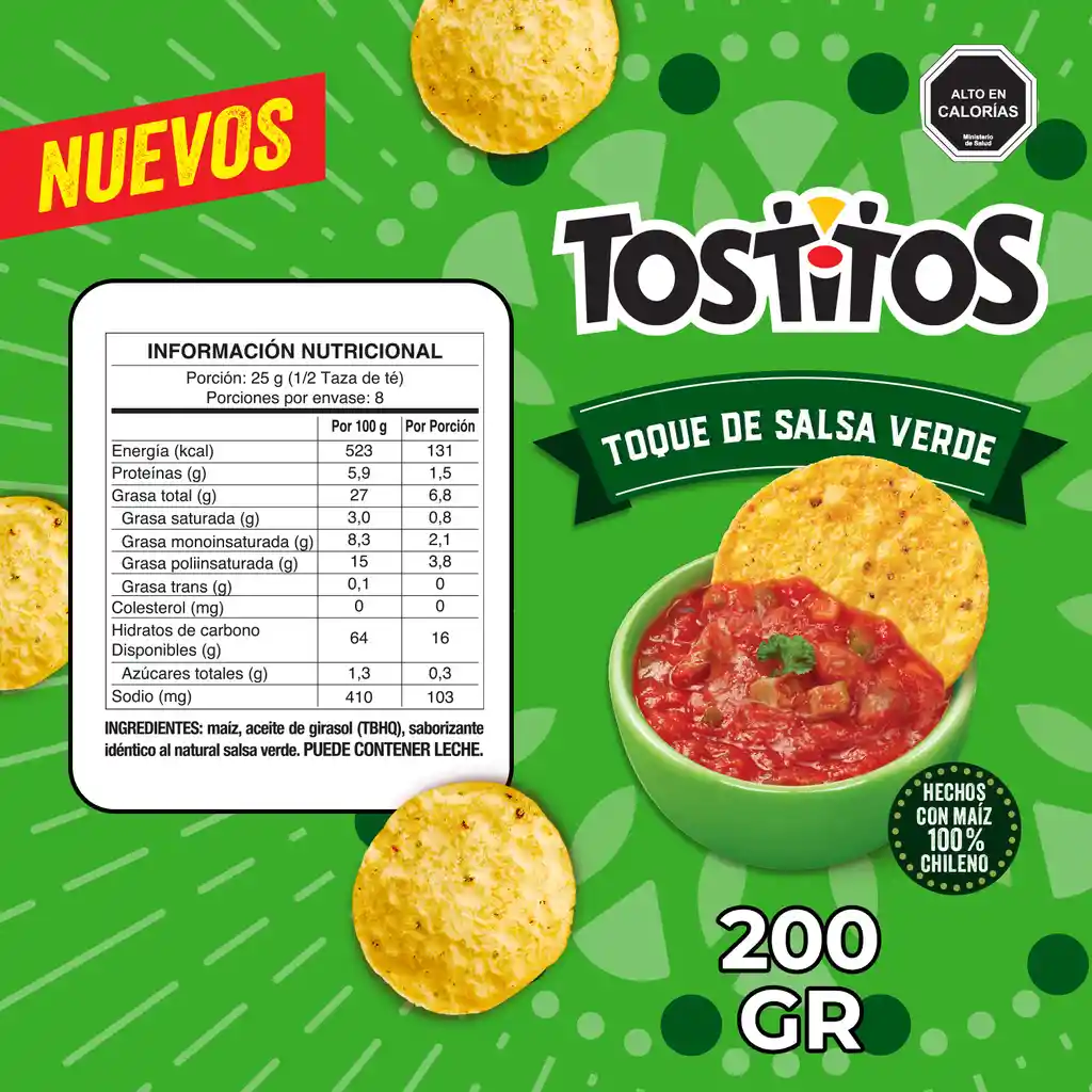 Snack Tostitos Sabor a Salsa Verde 200 g