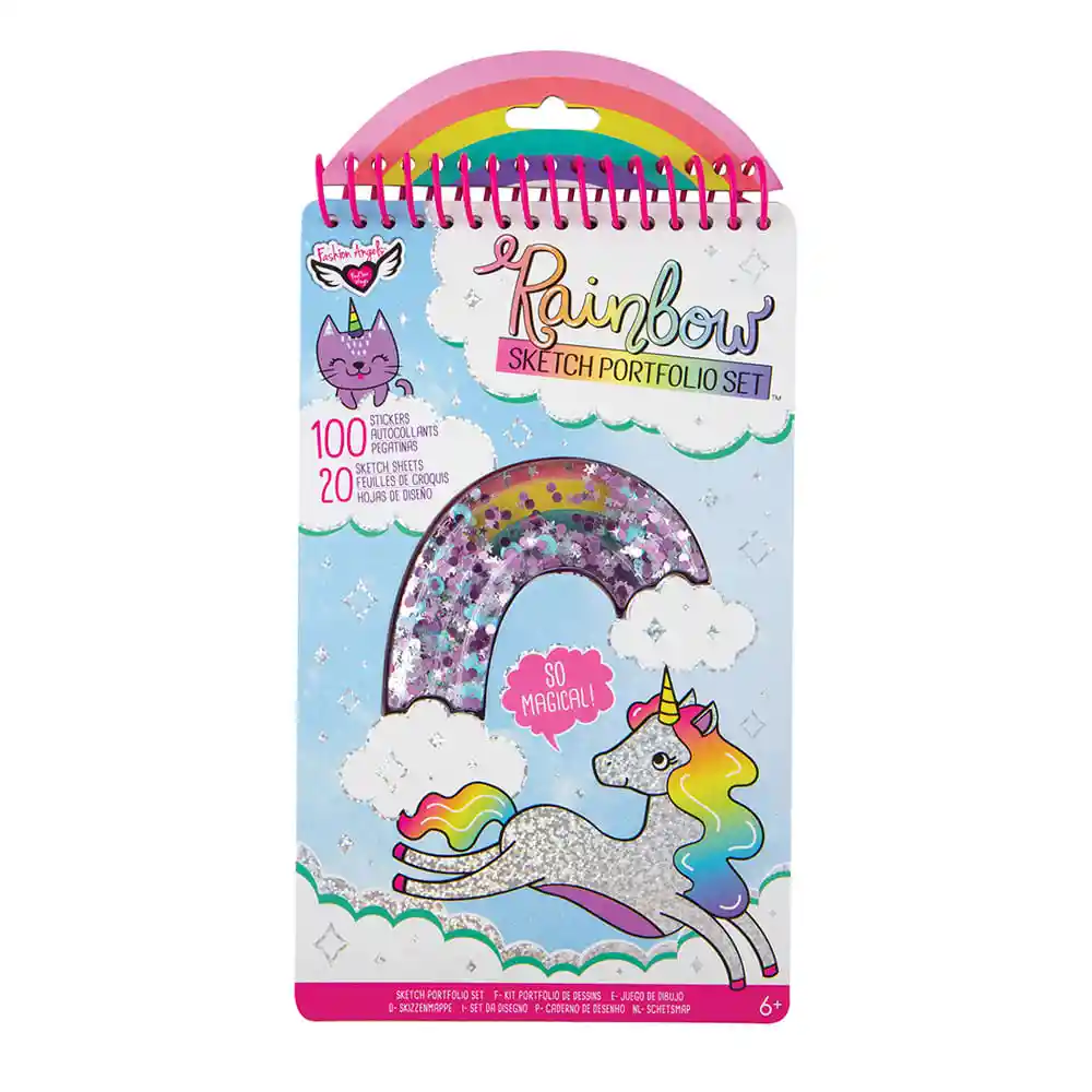 Fashion Angels Compact Sketch Portfolio Set Rainbow (100 Stickers+20 Hojas De Diseño)