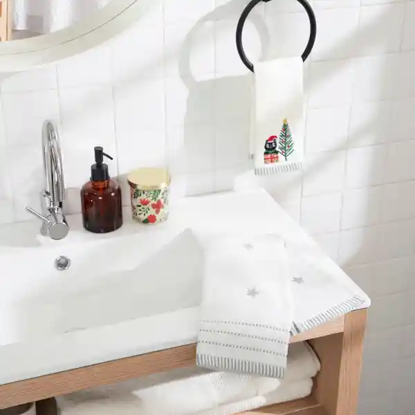 Set de Toalla de Algodón Bordado Navidad Casaideas