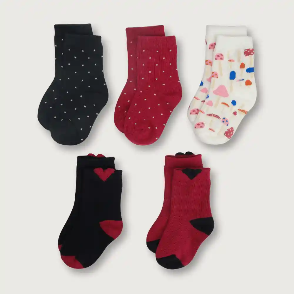 Pack Calcetines De Niña Guinda Talla 20/22