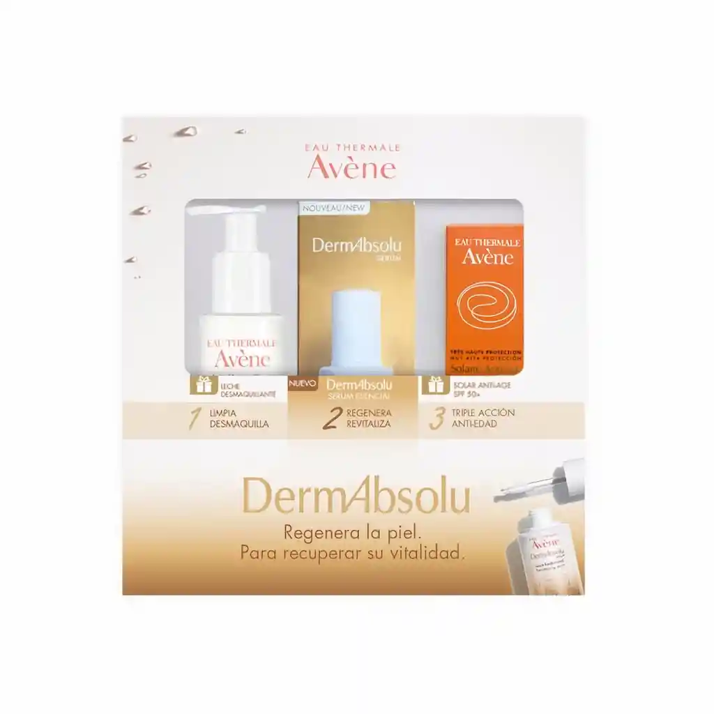 Avene Estuche Dermabsolu  Crema Día + Leche Desmaquillante + Antiedad