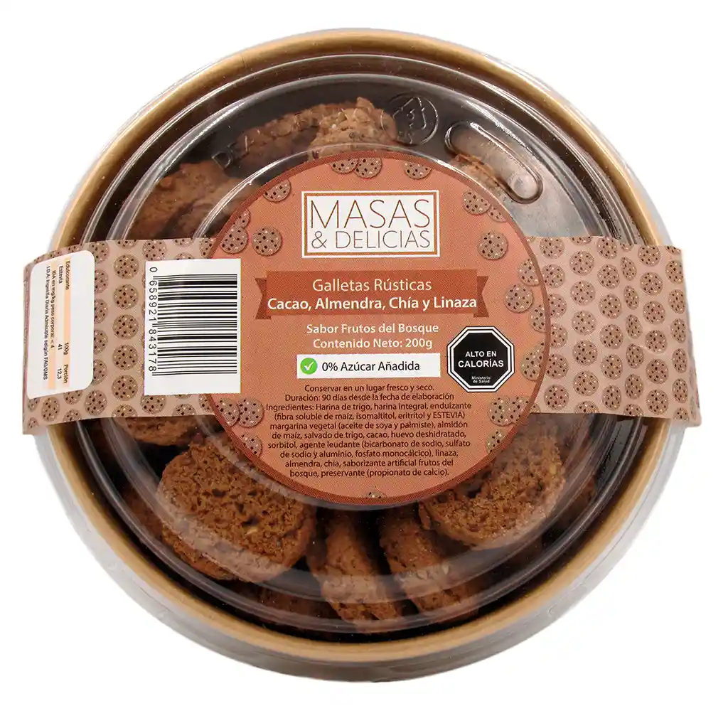 Masas y Delicias Galleta Almendras Chia y Linaza sin Azúcar 