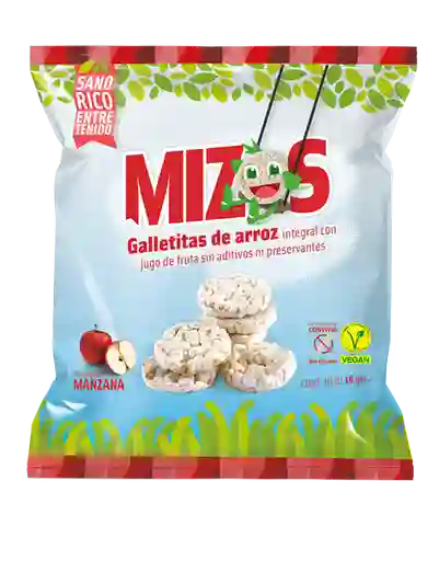 Mizos Galletas de Arroz Integral Cubiertas con Jugo de Manzana