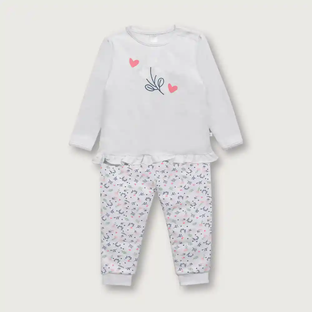 Conjunto Pijama Flores De Niña Gris Claro Talla 18 Meses