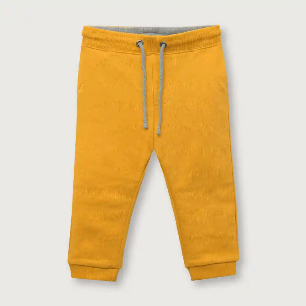 Pantalón Buzo De Niño Esencial Mostaza Talla 2a