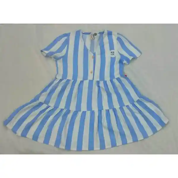 Vestido Manga Corta Fashion Rayas Azul Talla 6