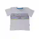 Polera Manga Corta Bebe Niño Gris Claro Pillín 3 a