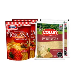 Combo Carozzi Salsa de Tomate Toscana a la Bolognesa Colun Queso