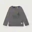 Polera Manga Raglan de Niño Gris Talla 12M Opaline