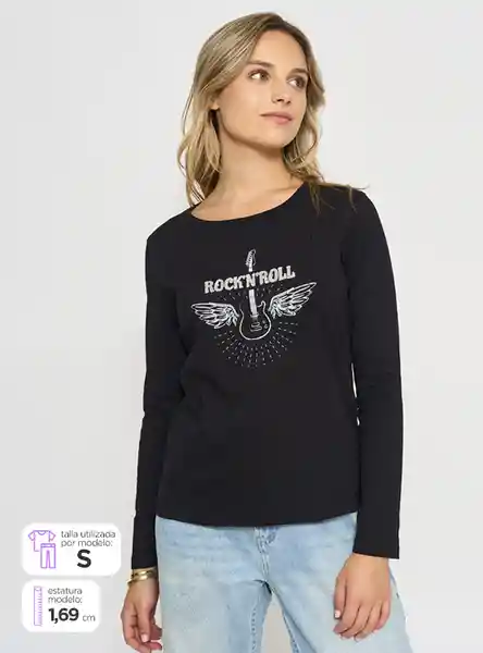 Index Polera Manga Larga Party Ess Negro S W25