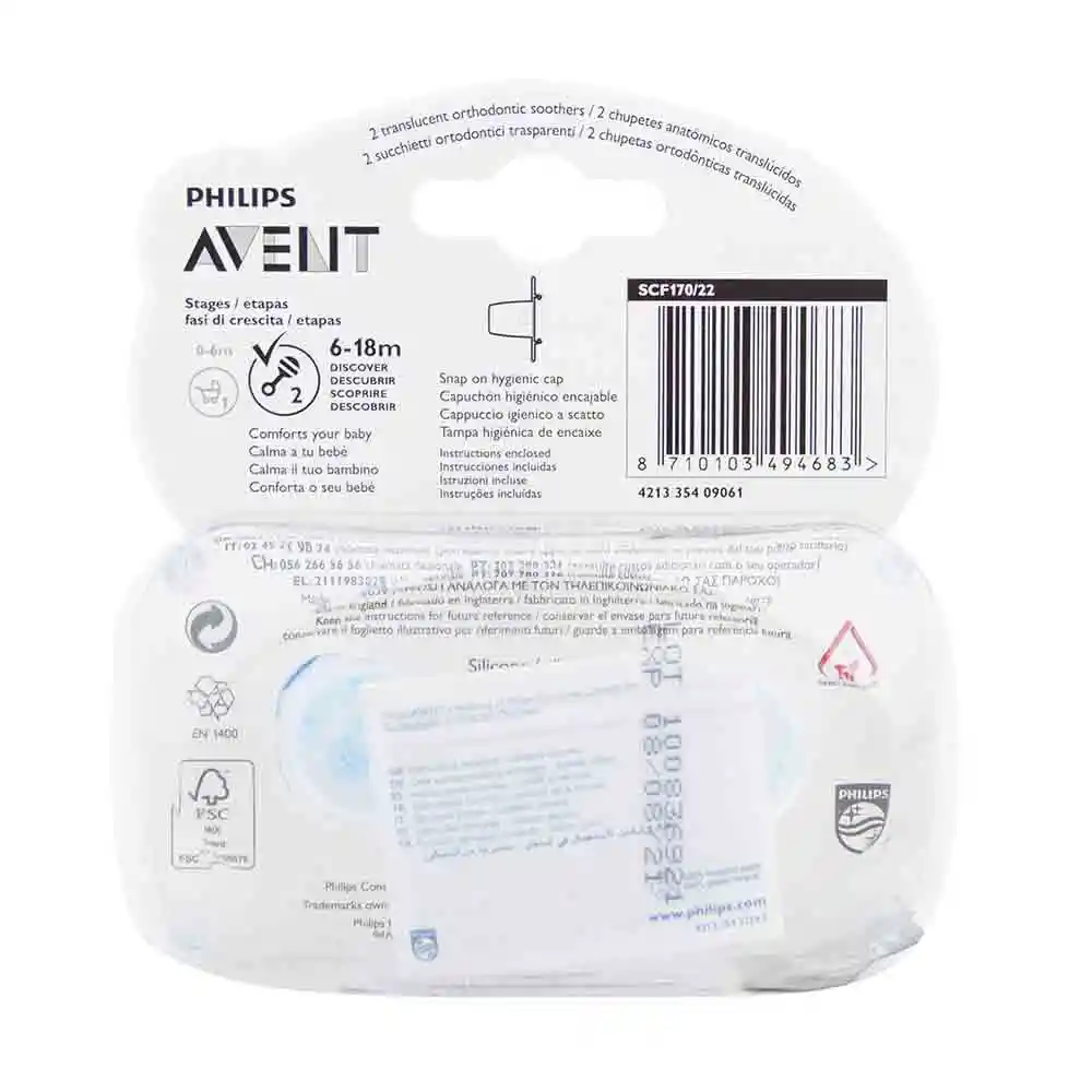 Avent Chupetes Chup.Sil.6 18 Mesx2