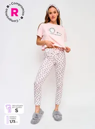 Index Pijama Bas Manga Corta Print Rosado Talla M Fb V25