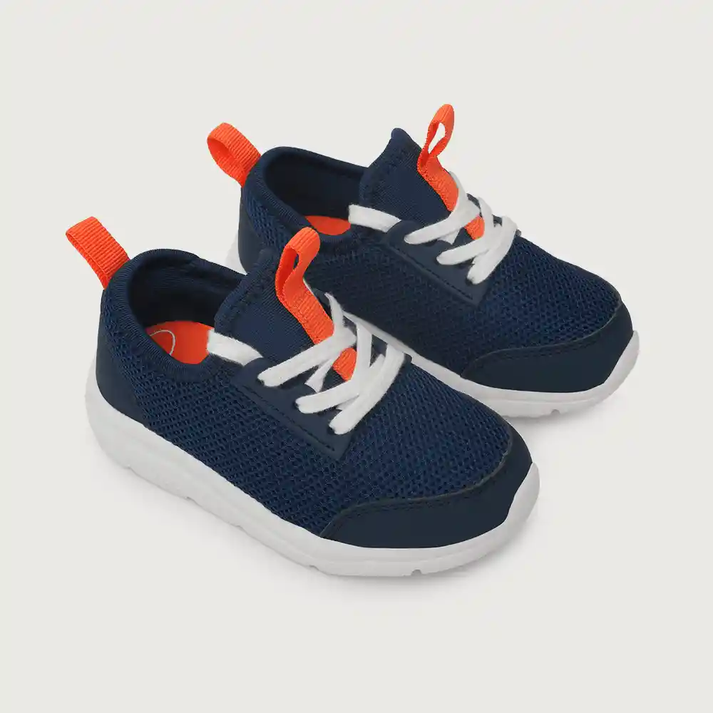Zapatillas Deportivas Para Niño Azul Y Naranja Talla 21