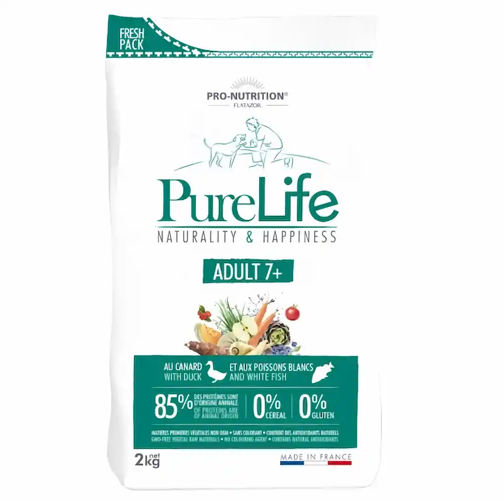 Pure Life Alimento Para Perro Adulto 7+ Pato y Pescado