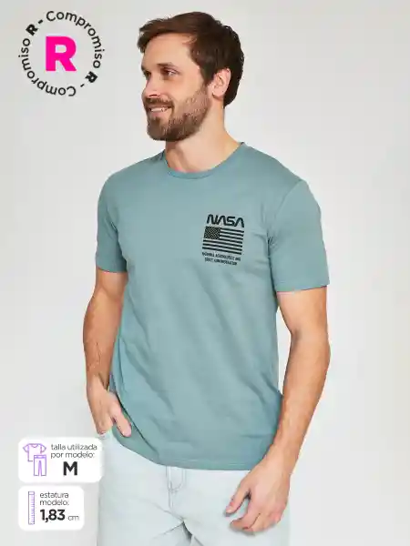 Index Polera Manga Corta Lic Nasa Verde L SS25