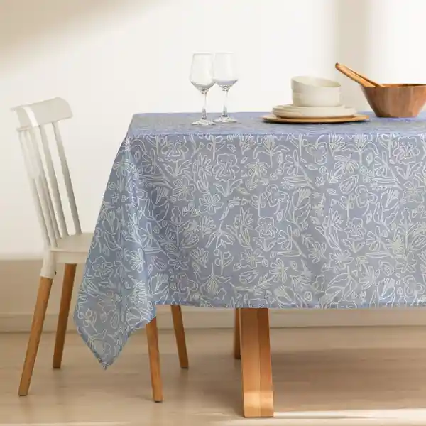Mantel Texturado Con Estampado Azul 150 x 210 cm Casaideas