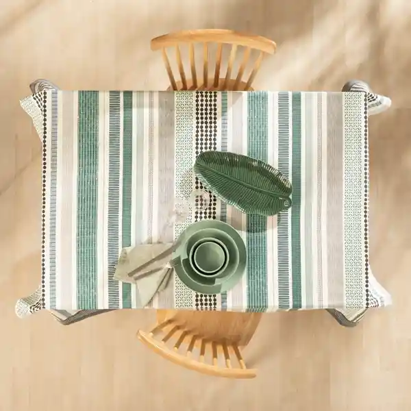Mantel de Algodón Tejido Con Líneas de 150 x 210 cm Casaideas