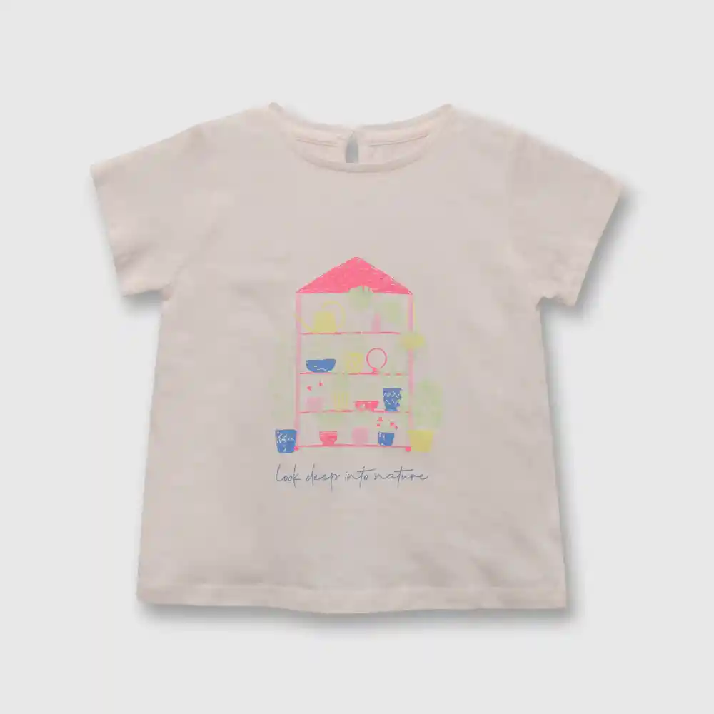 Polera Plantas De Niña Rosado Talla 12/18 Meses