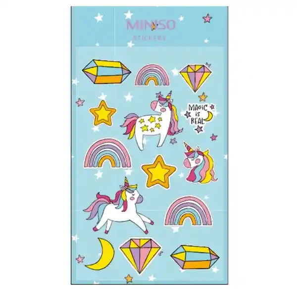 Plantilla de Stickers Unicornio Miniso