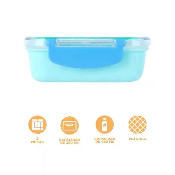 Kit Contenedor de Alimento Azul 450 mL/360 mL Miniso