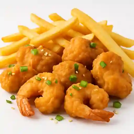 Pollo y Camaron con Papas Fritas