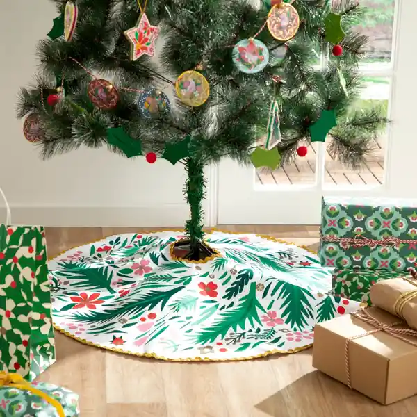 Cubre Árbol Con Estampado Navideño Diámetro 90 cm Casaideas