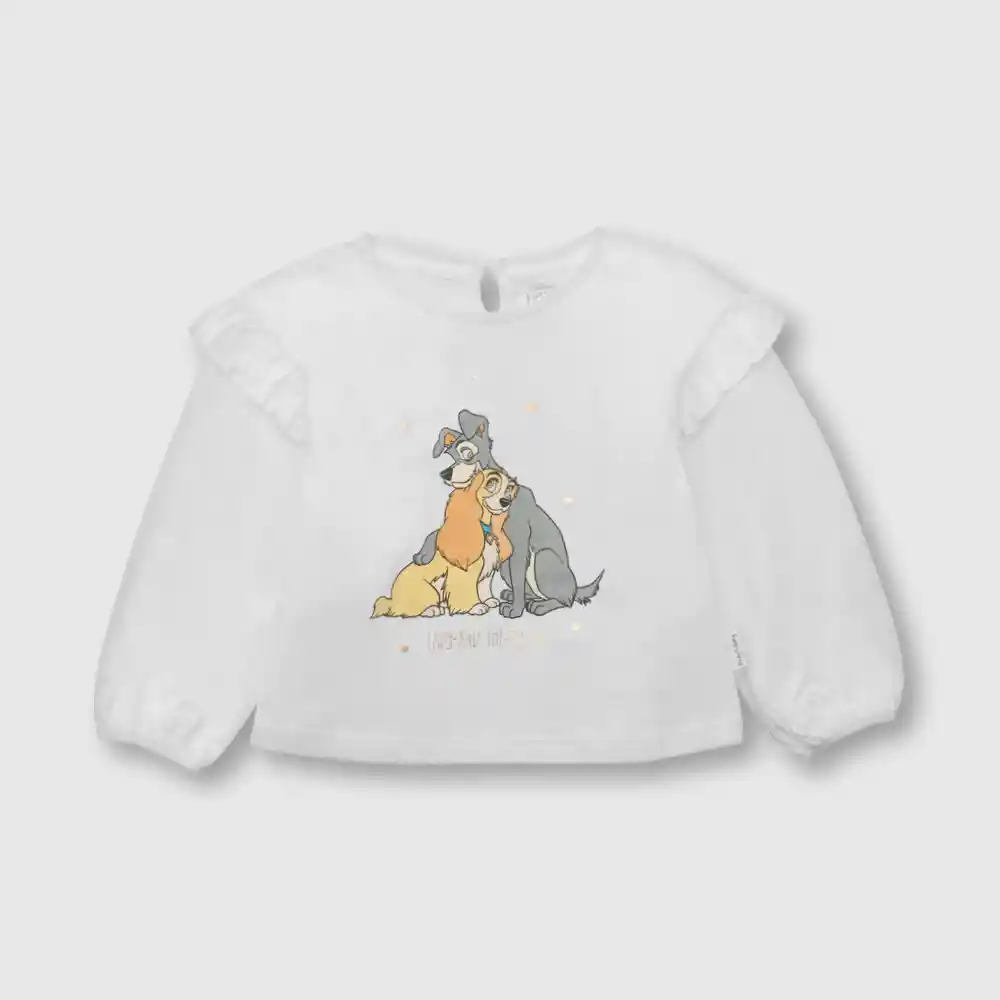 Polera Dama Y El Vagabundo Para Bebé Blanco T. 24 Meses
