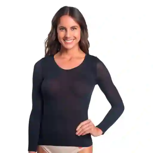 Camiseta Chemisette Manga Larga Negro Talla G/L Caffarena