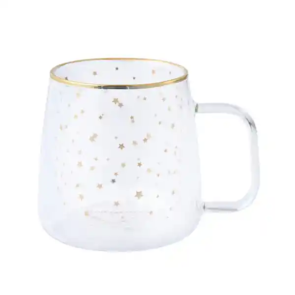 Taza Doble Vidrio Estrellas Doradas Grande Adagio Teas