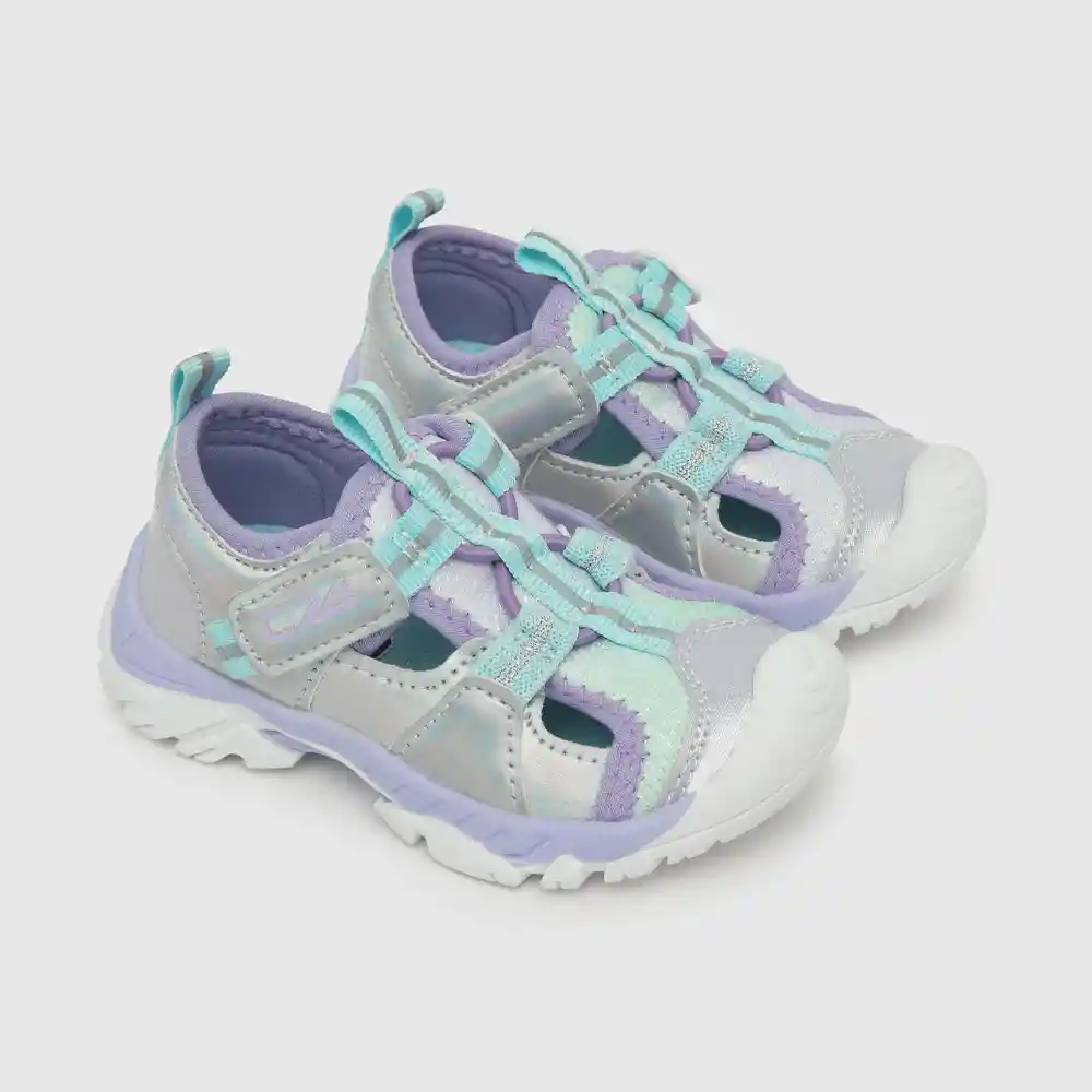 Sandalias Abertura Completa De Niña Gris Talla 23