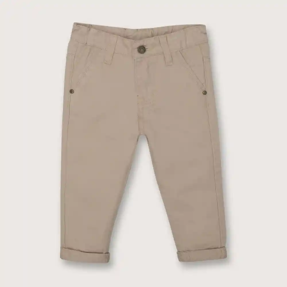 Pantalón De Niño Básico Con Elástico Beige Talla 4a