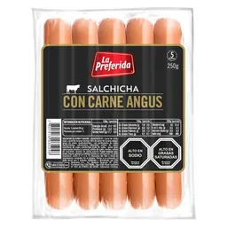 Salchicha La Preferida Con Carne Angus 5 Und 250g