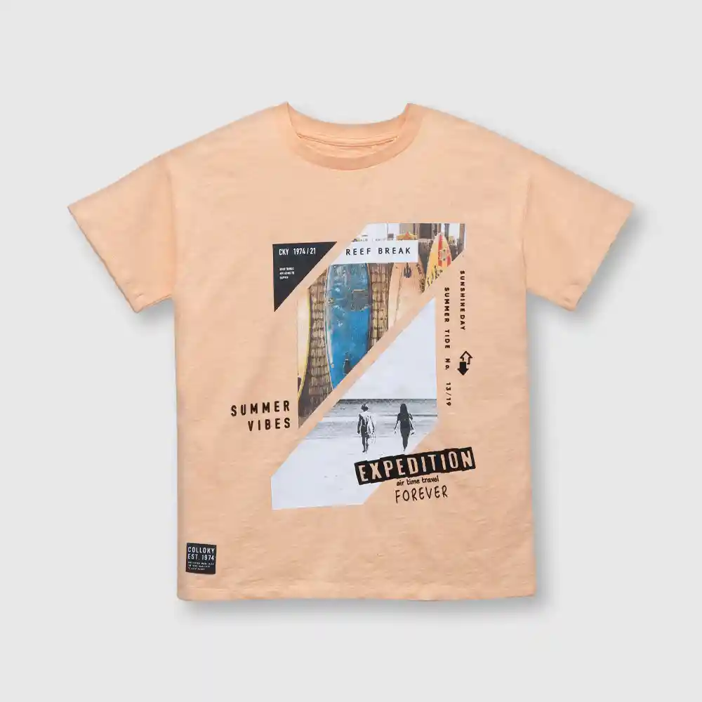 Polera Surf De Niño Naranja Talla 6a