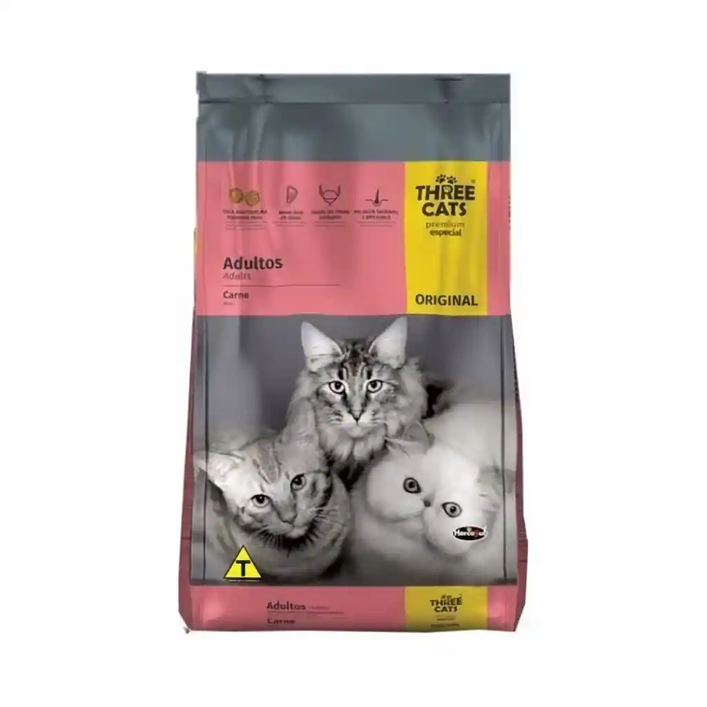 Three Cats Alimento Seco para Gatos Adultos Sabor Carne