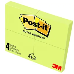 Nota Adhesiva Post It 653 Amarilla Block de 100 Hojas 4 U