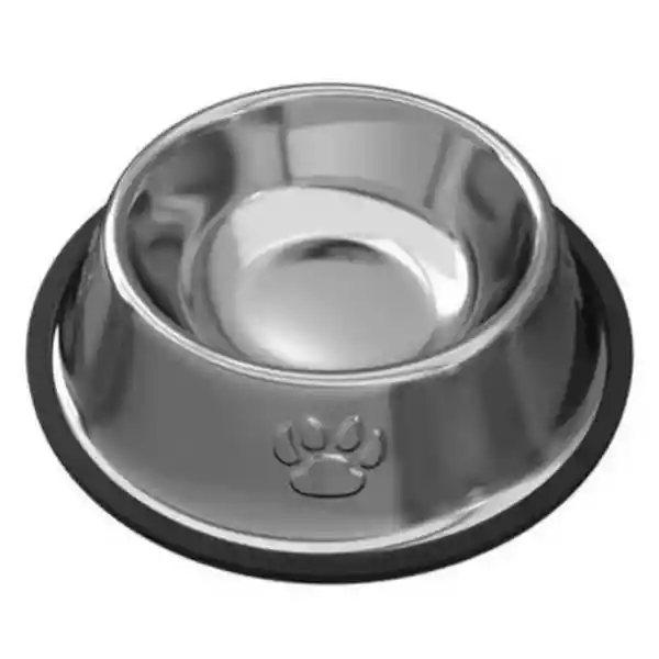 Plato Acero Inoxidable Antideslizante Mascotas Perro - Gato 27 Cm