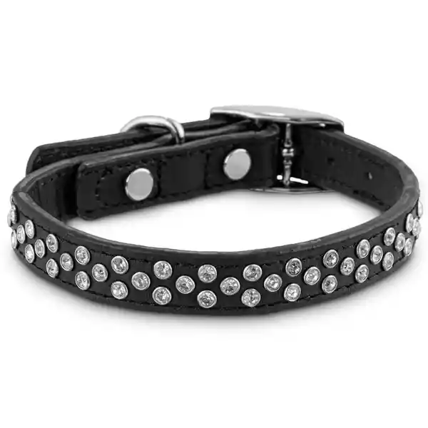 Bond & Co Collar Perro Cuero Brillantes Negro X-Chico/Chico