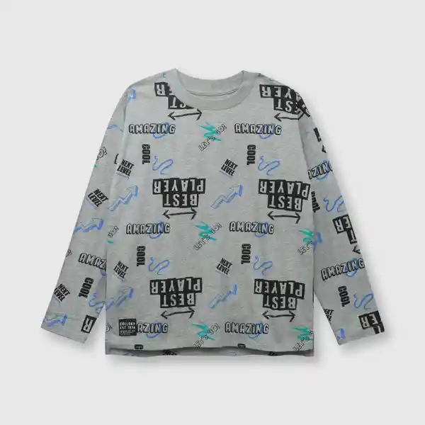 Polera Digital de Niño Gris Melange Talla 3A Colloky