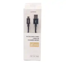 Miniso Cable de Datos Android 2.4A Aluminio Trenzado Negro 1 m