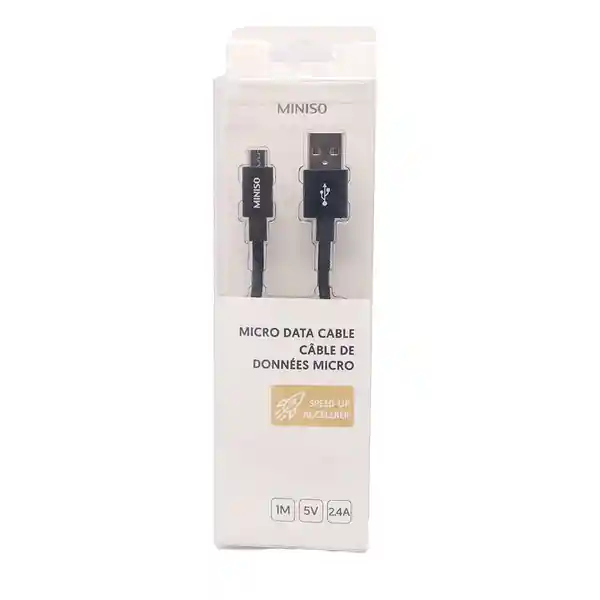 Miniso Cable de Datos Android 2.4A Aluminio Trenzado Negro 1 m